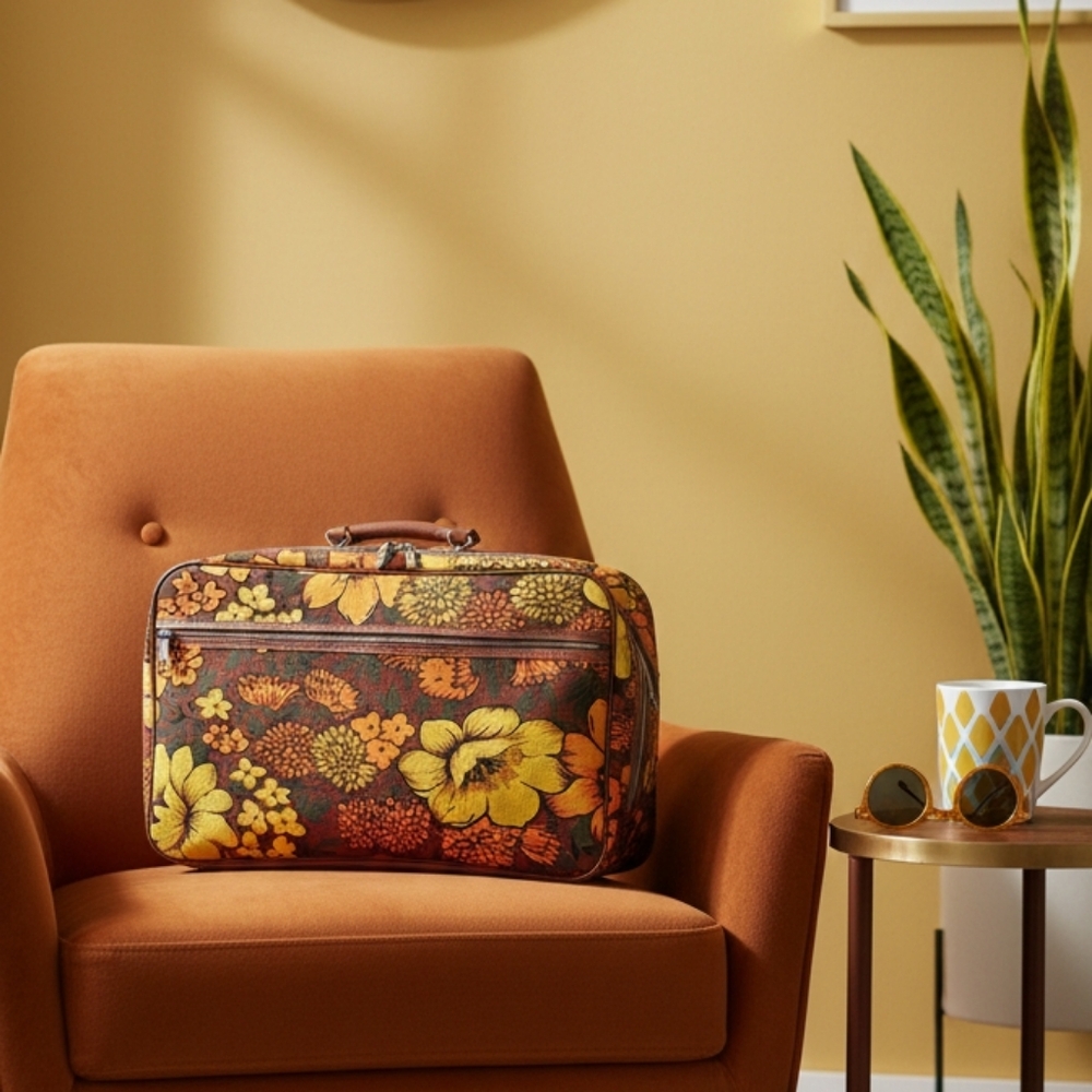 Vintage 70s Mod Floral Carry-On Bag - Retro Made in Japan Travel Tote